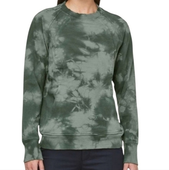 Lululemon Scuba Crewneck Sweatshirt Womens Size 2 Green Tye Dye Pullover - Picture 1 of 13